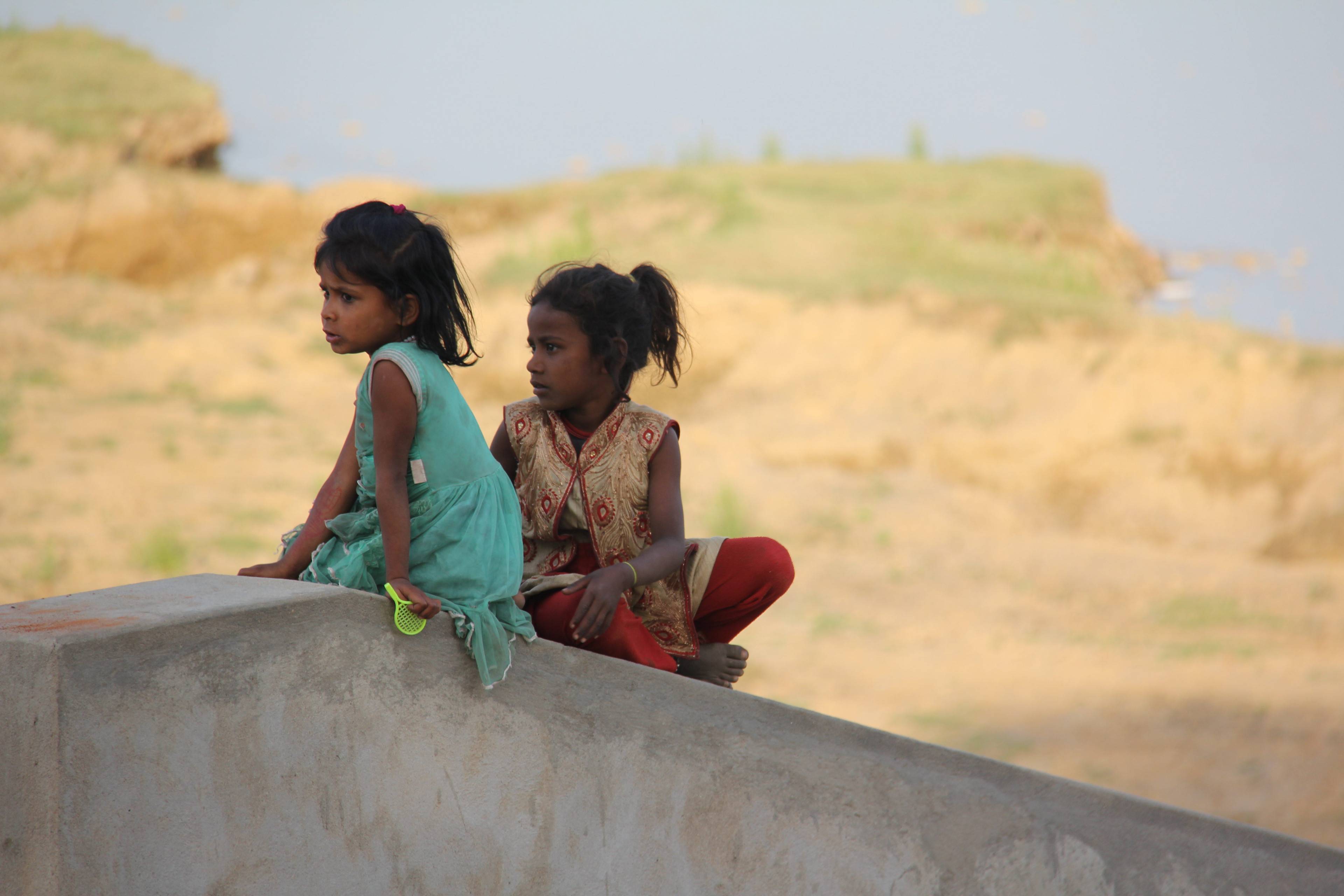 Students by the Sone River after school
